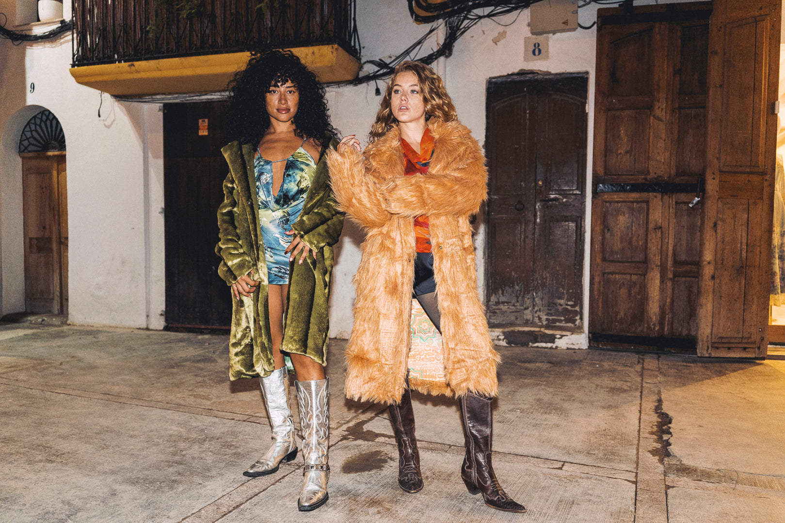 BUFFY Faux Fur Coat in Sage Green