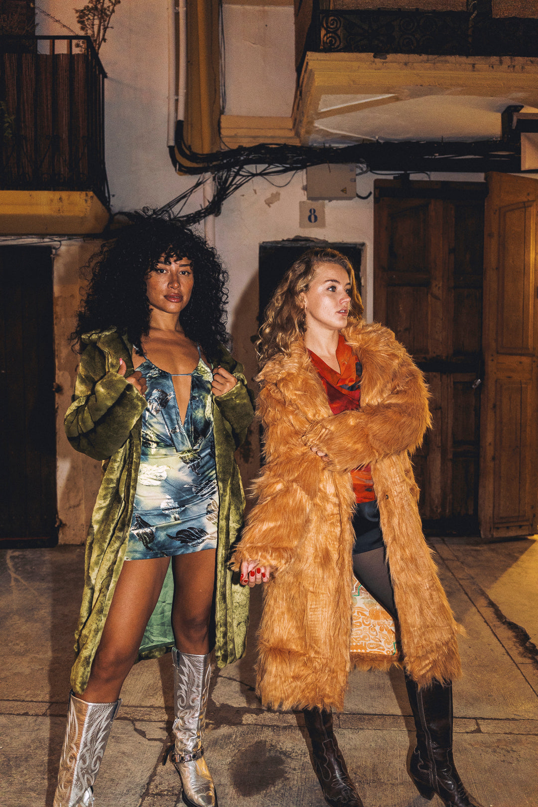 BUFFY Faux Fur Coat in Sage Green