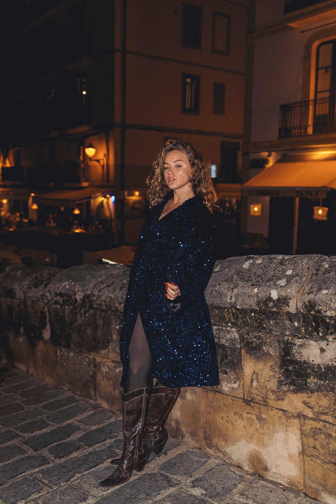 LUMINA Sequin Duster – Midnight Blue