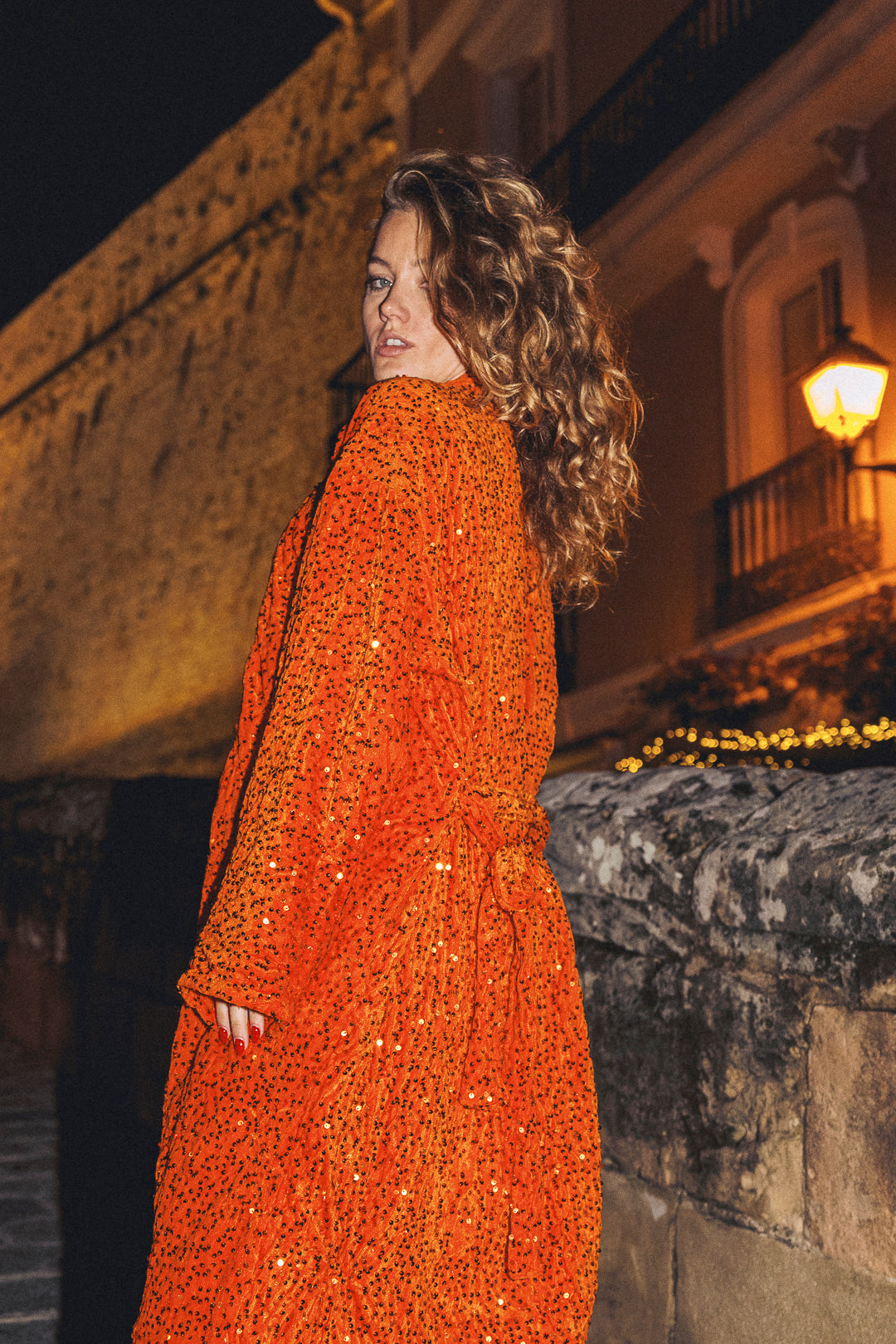 LUMINA Sequin Duster – Orange