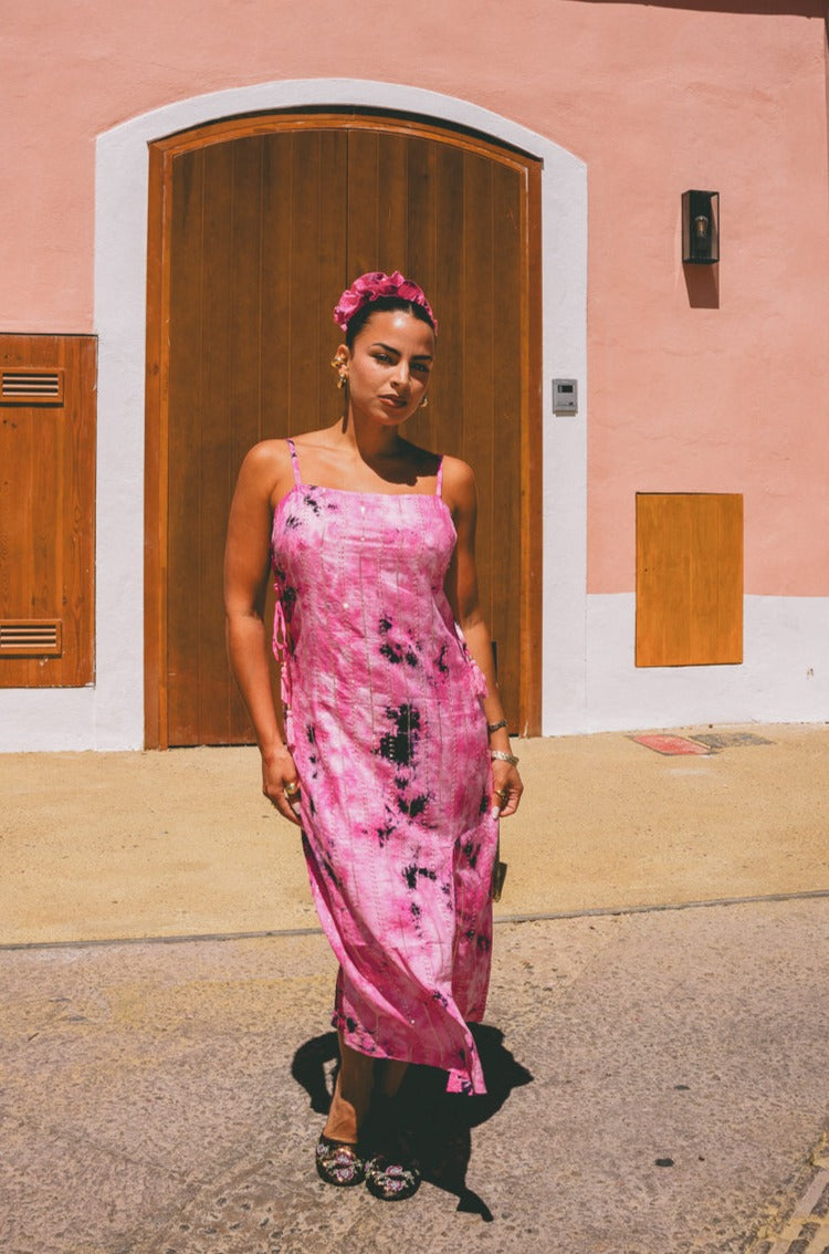 LENI long dress - Pink Tyedye