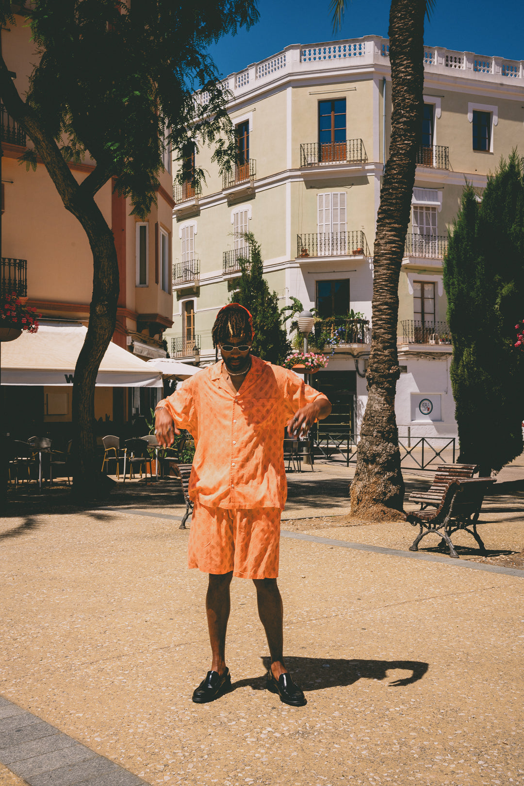 Mens Shorts Peach with gold Batik block print