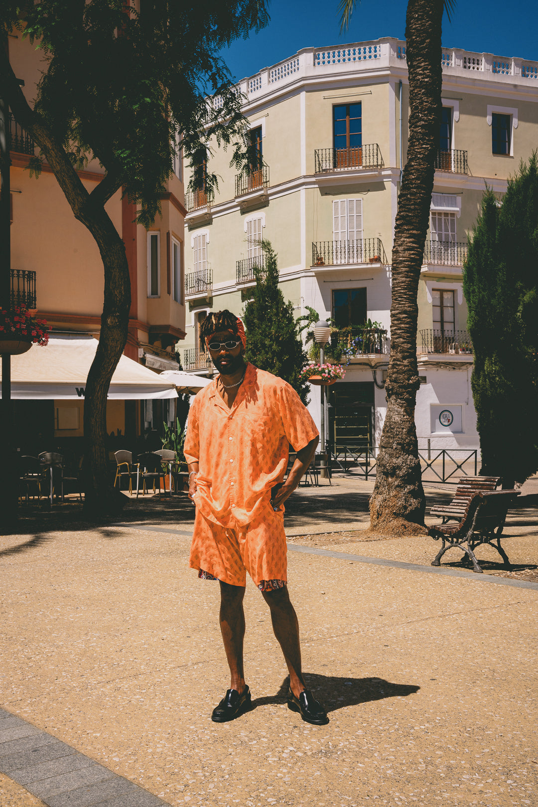 Mens Shorts Peach with gold Batik block print