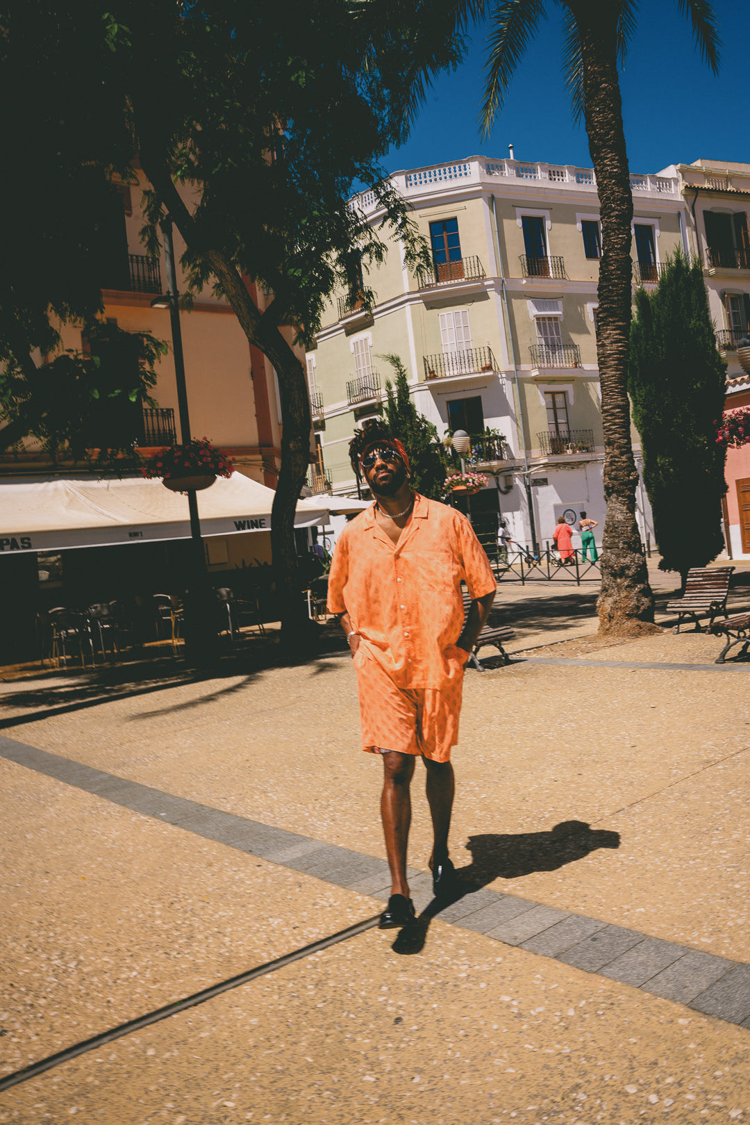 Mens Shorts Peach with gold Batik block print