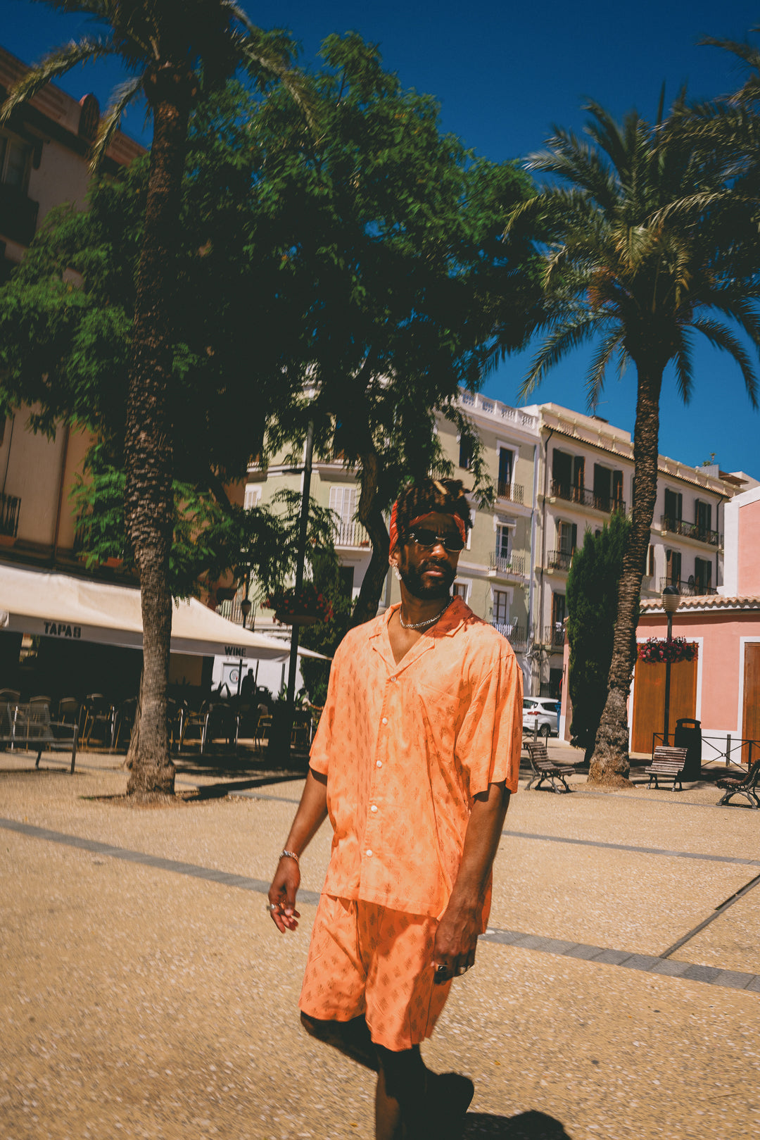 Mens Shorts Peach with gold Batik block print