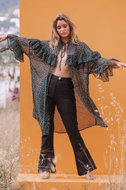 MIU KIMONO BLOUSE DARK GREEN