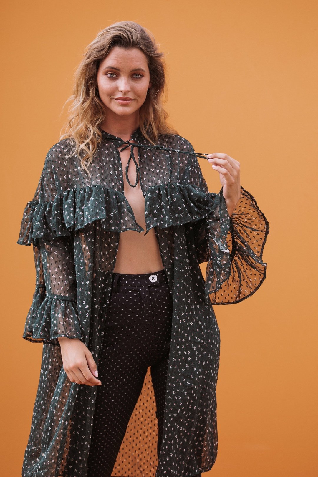 MIU KIMONO BLOUSE DARK GREEN