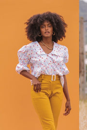 MISSY Peter Pan Collar Blouse - White Floral