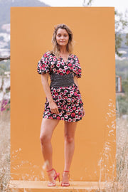 ASTER - Black Floral Polka Dot dress