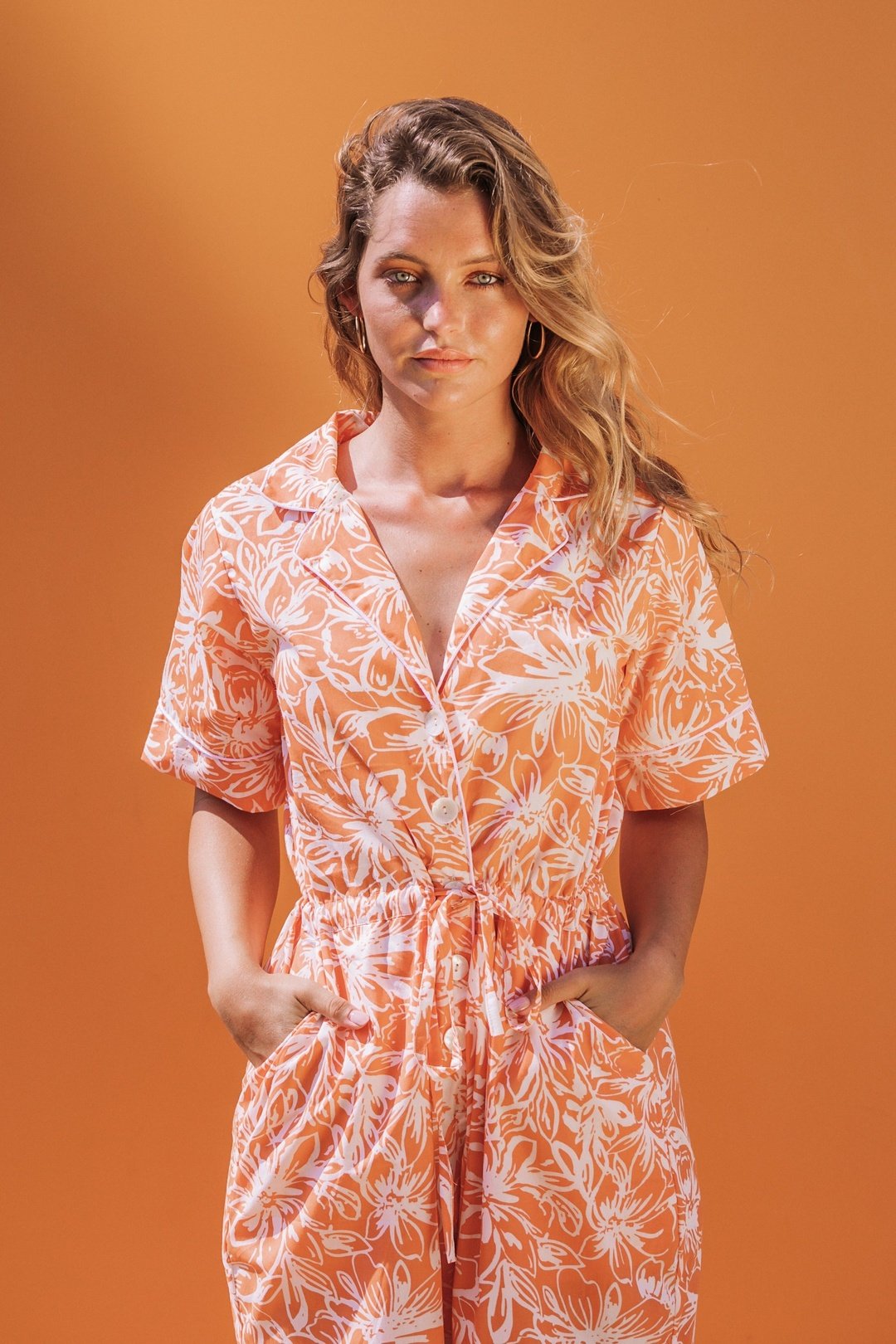 MILLY Jumpsuit - Orange Tropical Print