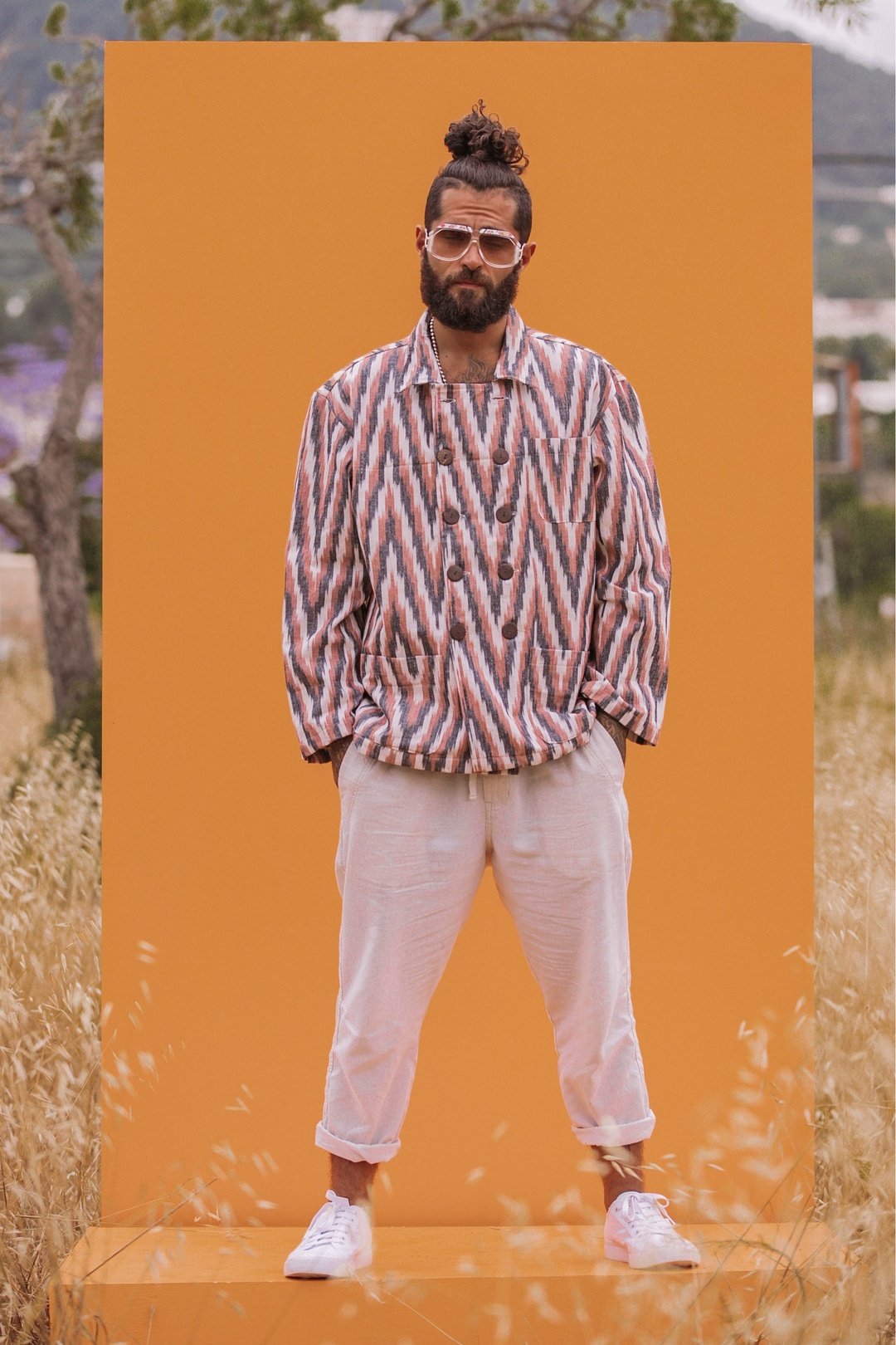CHARLIE Zig Zag Woven Double Breasted Jacket