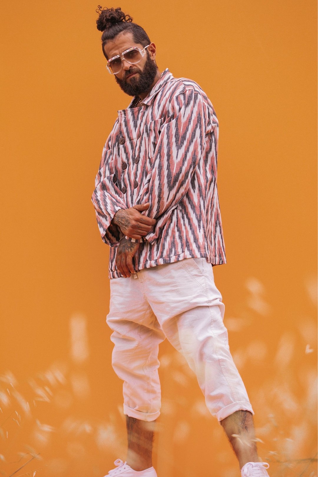 CHARLIE Zig Zag Woven Double Breasted Jacket