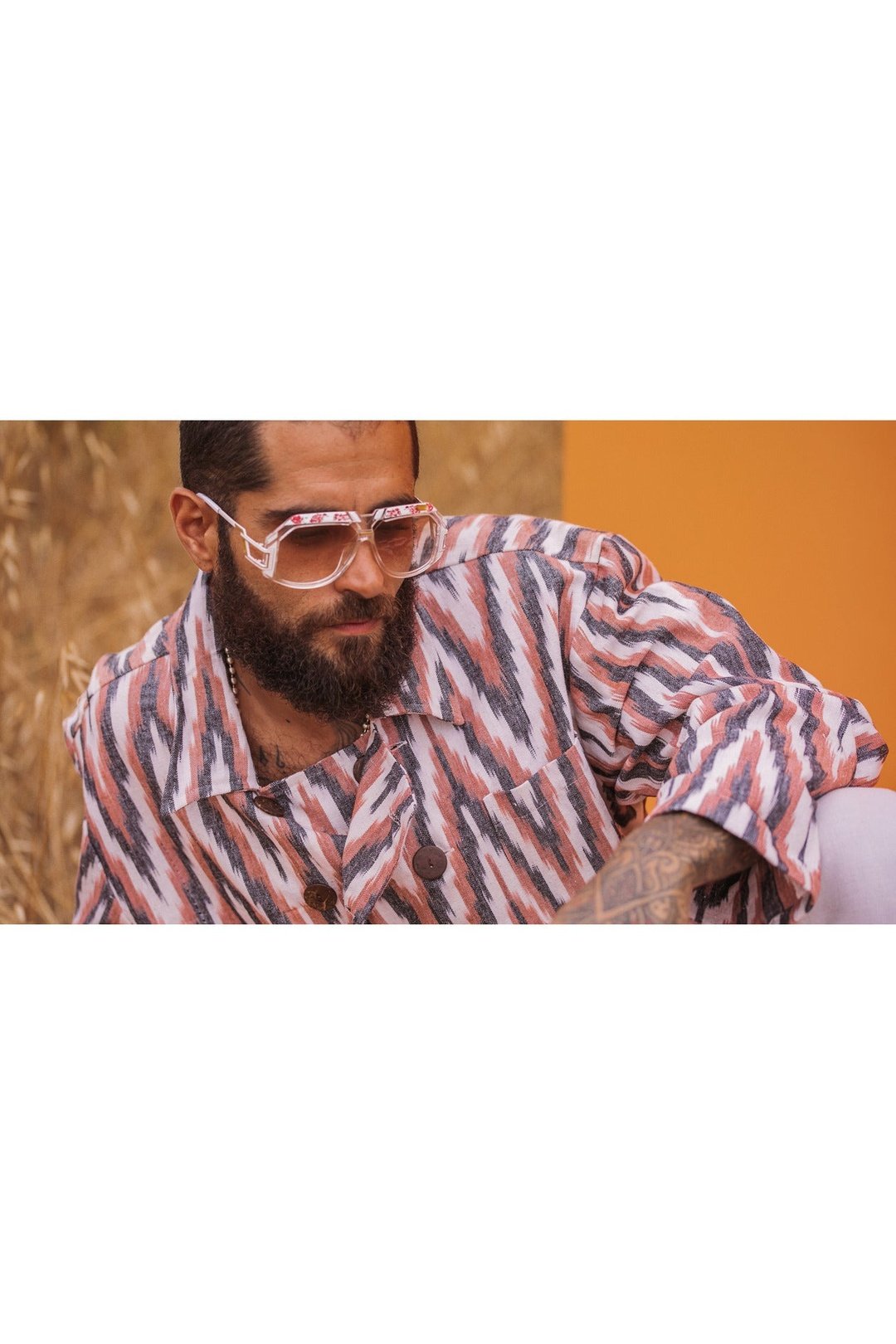 CHARLIE Zig Zag Woven Double Breasted Jacket