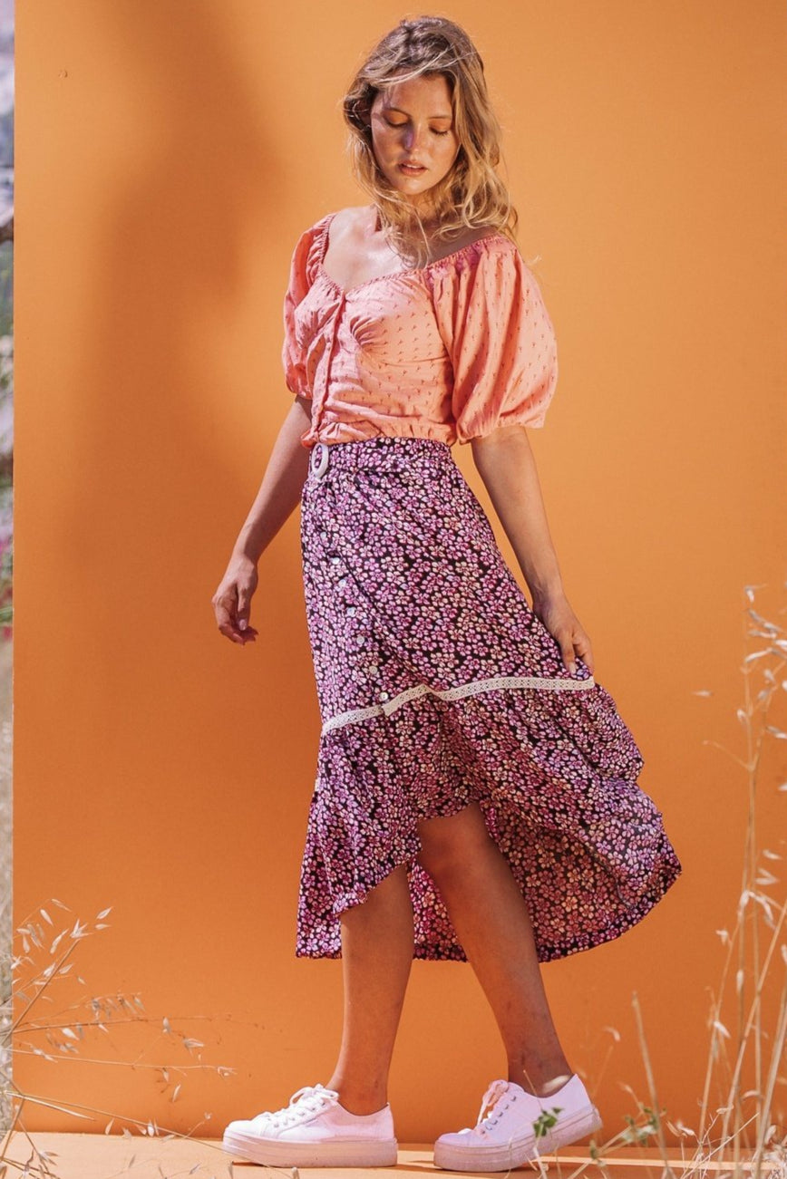 ISABELLA PURPLE & BLACK GYPSY SKIRT