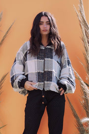 DION Monochrome Check Bomber Jacket