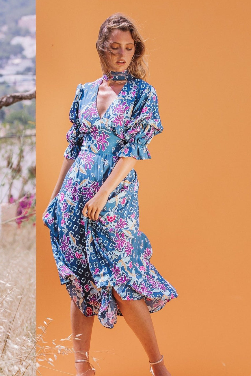 GEMI Collar Dress - Blue