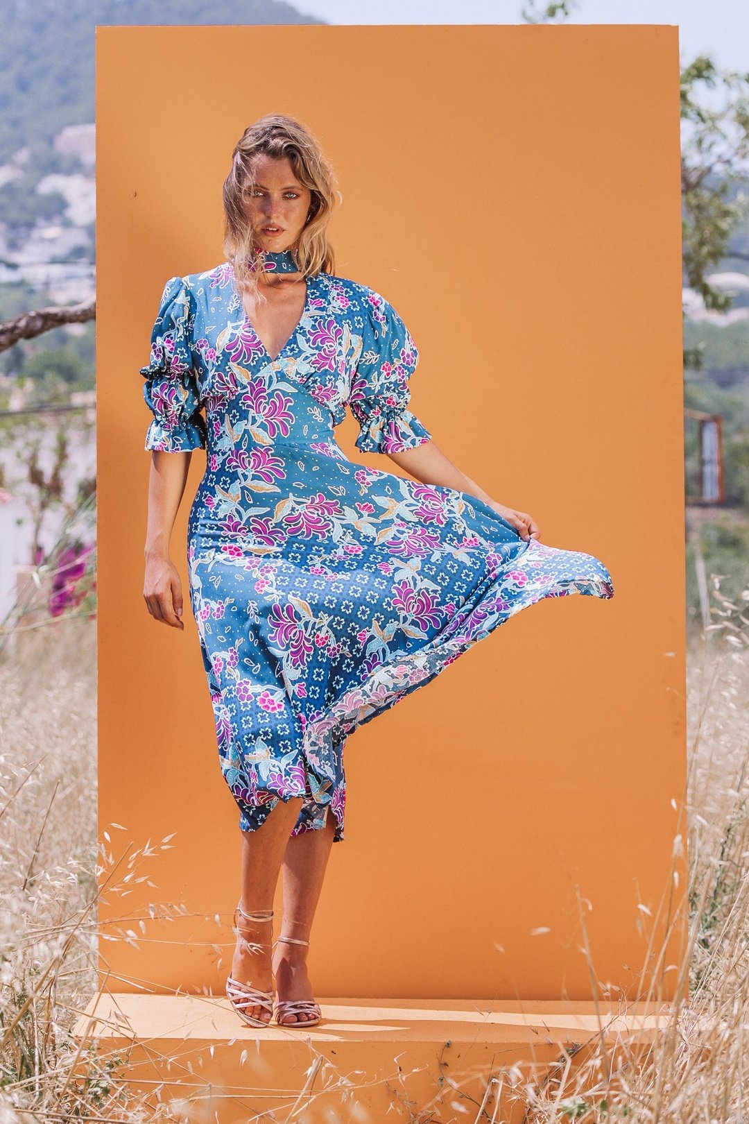 GEMI Collar Dress - Blue
