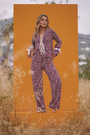 GENE Pink and Purple Straight Leg Trousers