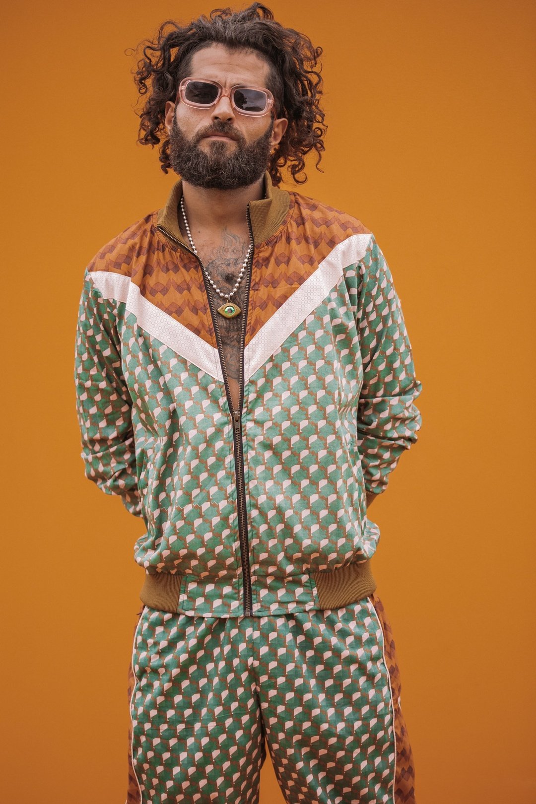FRANKIE Mens Y2K Panel Geometric Tracksuit Jacket