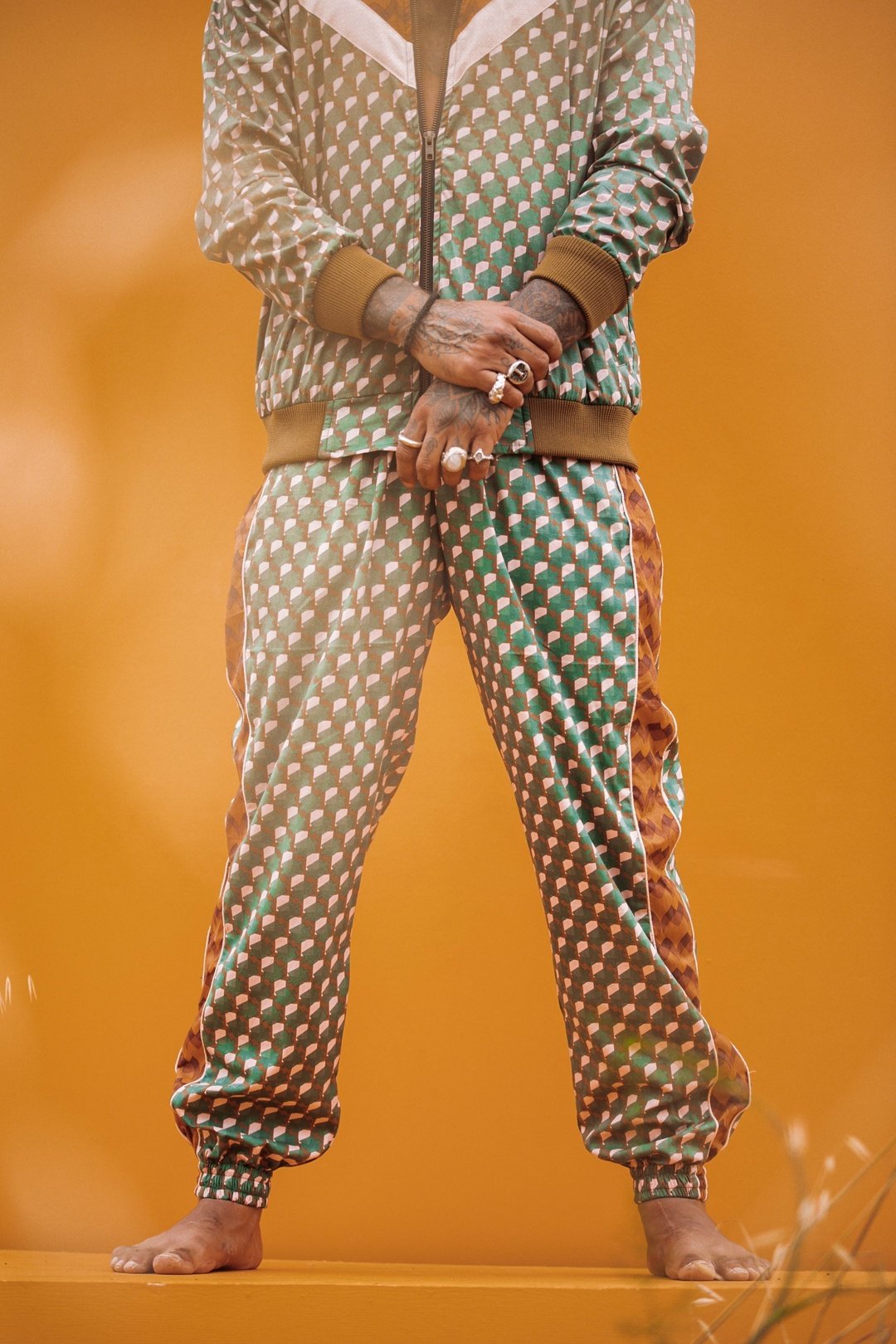 FRANKIE Mens Y2K Panel Geometric Tracksuit Jacket