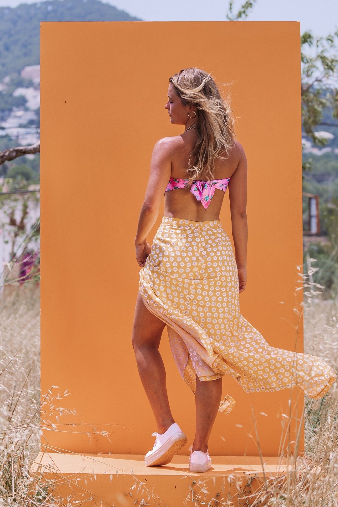 DAFFODIL Floral Maxi Split Skirt