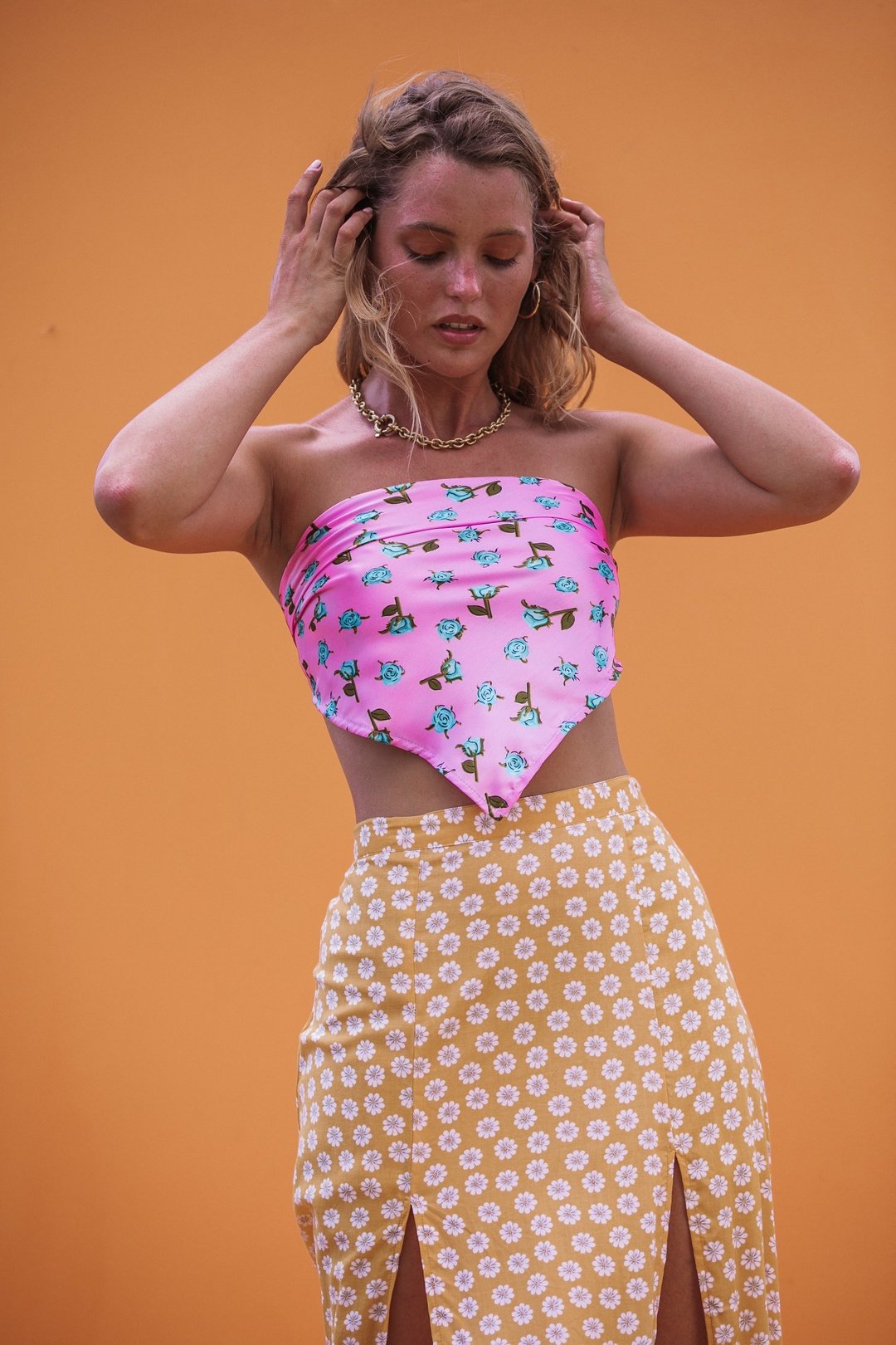 DAFFODIL Floral Maxi Split Skirt