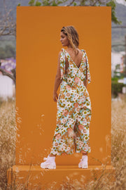KIRI Linen 60s Bright Floral Jumpsuit