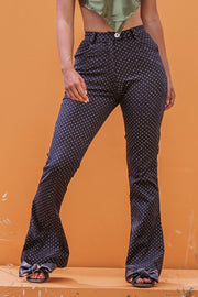 MAYA Black Glitter Polkadot Flare Pants