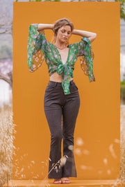 BELL Green Flare Sleeve Kimono