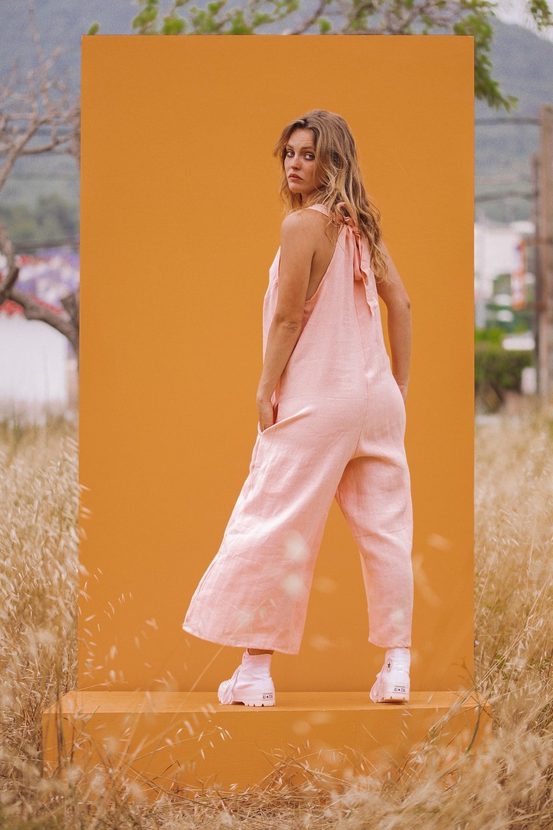 DANNA Baby Pink Linen Jumpsuit