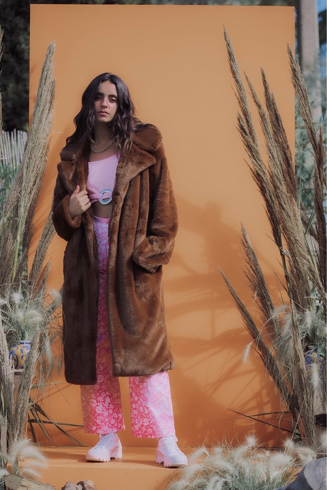 BUFFY faux fur coat - Bear Brown