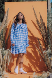 ELSIE Gingham Oversized Collar Dress