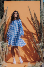 ELSIE Gingham Oversized Collar Dress