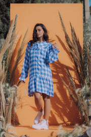 ELSIE Gingham Oversized Collar Dress