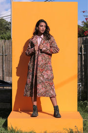 GRANDMA'S CURTAINS Woven Retro Floral Trench Jacket