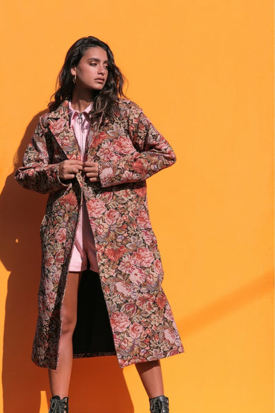 GRANDMA'S CURTAINS Woven Retro Floral Trench Jacket – OOTO CLOTHING
