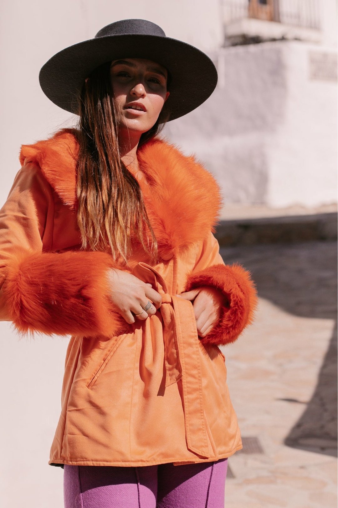 THE DUCHESS Coat Short - Tangerine