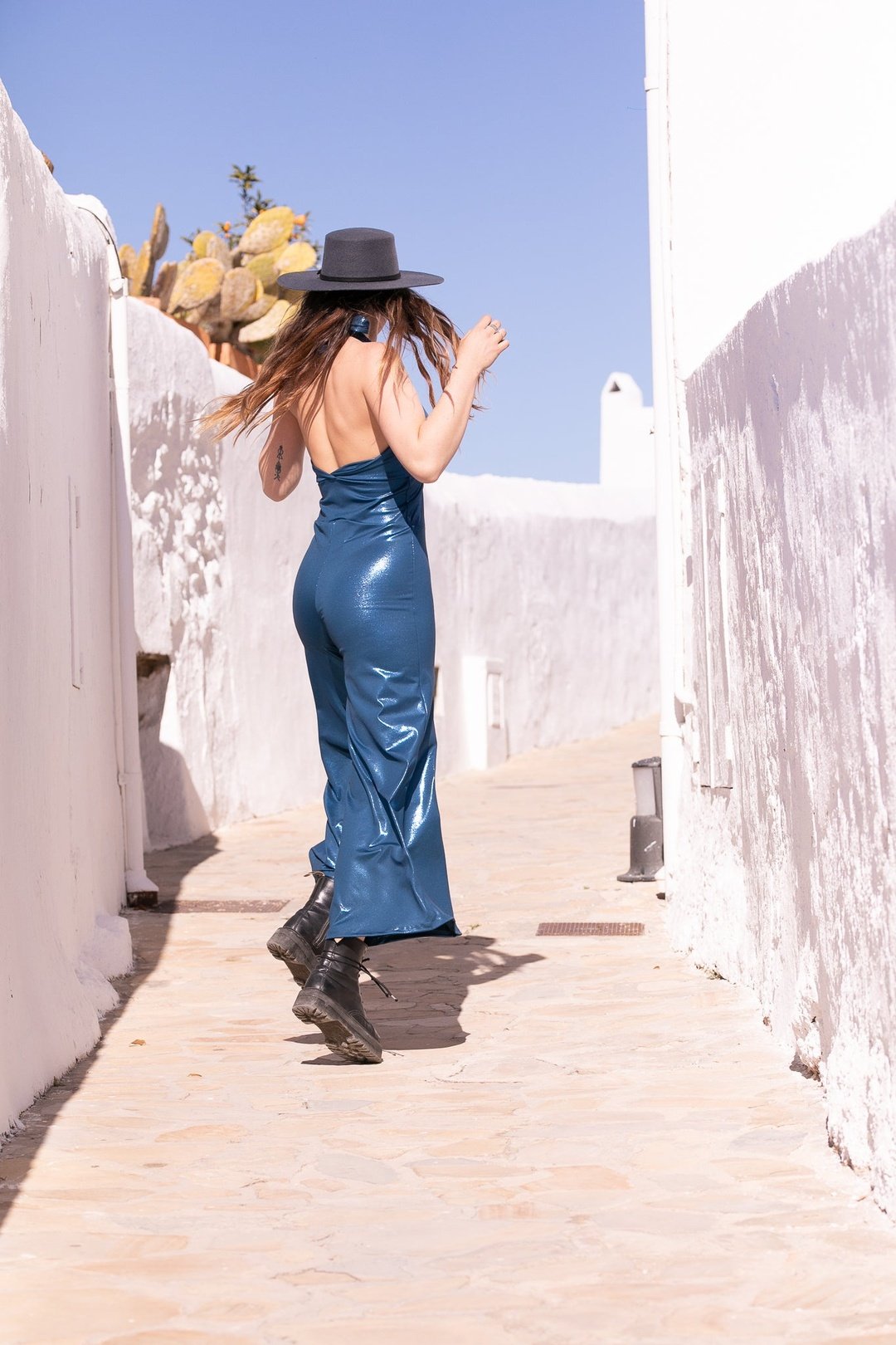 LARA Jumpsuit - Petrol Blue Metallic High Shine