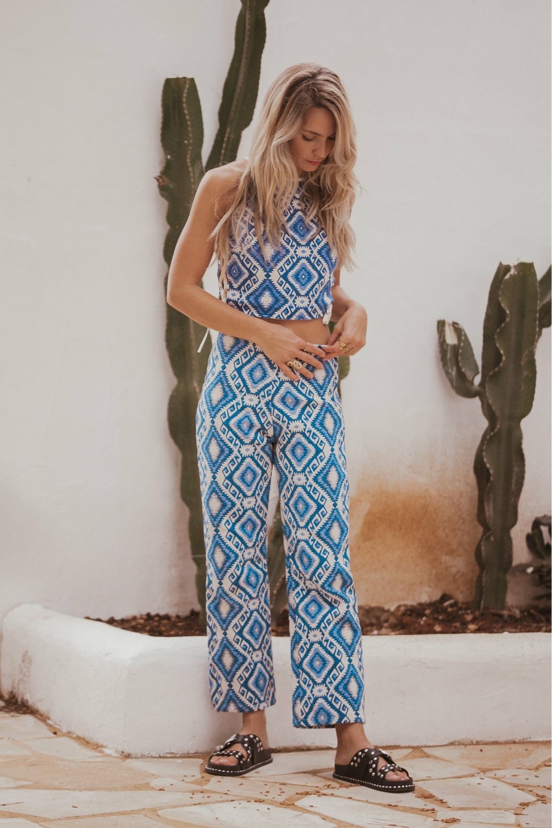 DAPHNE Aztec Geometric Woven Trousers