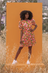 MARNI Orange Retro 60's Print Puff Sleeve Dress
