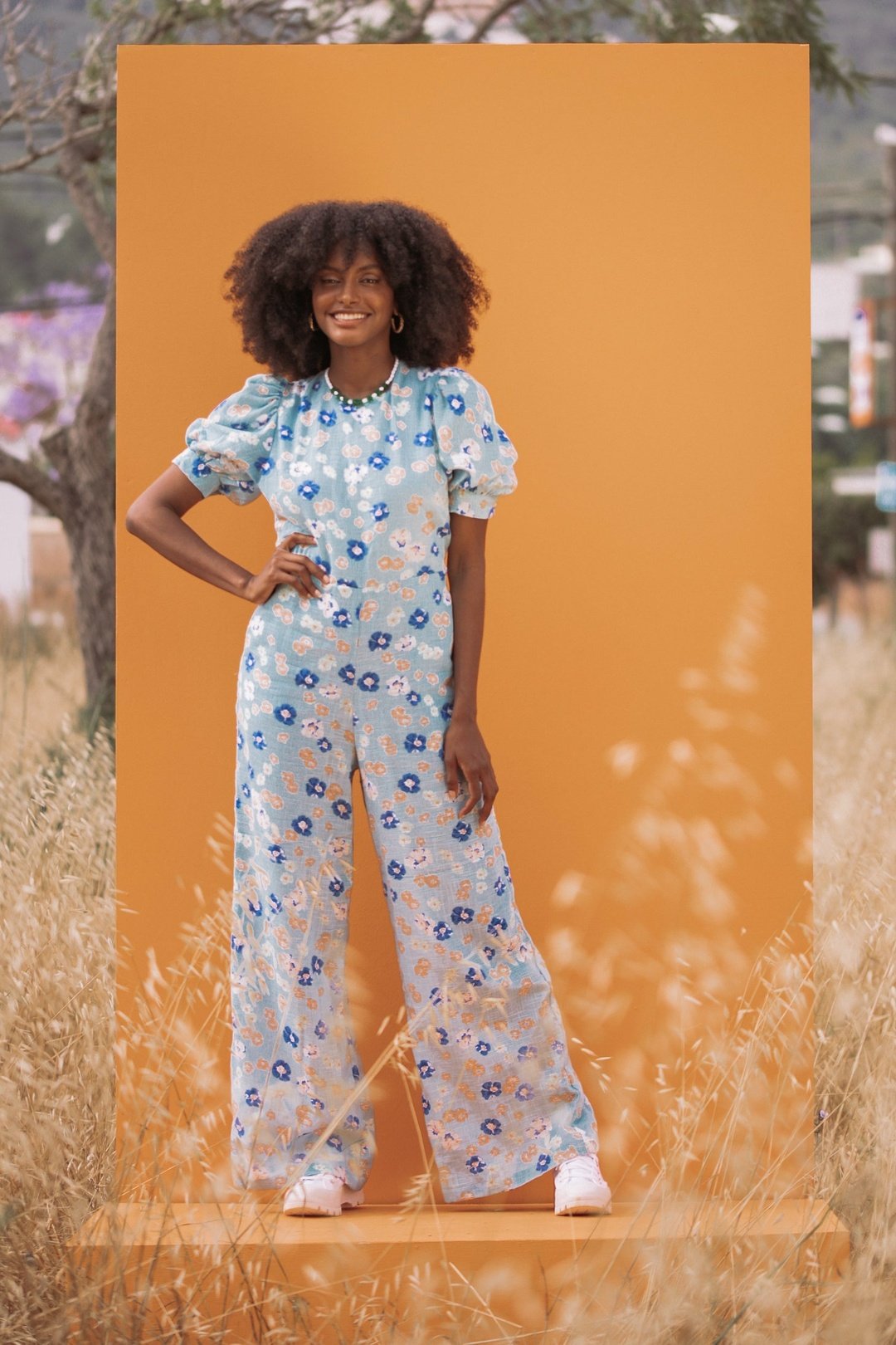 FORGET ME NOT  - Blue Linen Jumpsuit