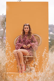 ALETA Bell Sleeve Ditzy Floral Mini Dress