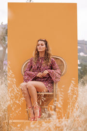 ALETA Bell Sleeve Ditzy Floral Mini Dress