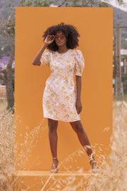 MARNI Retro Print Yellow Puff Sleeve Dress