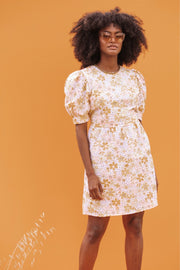 MARNI Retro Print Yellow Puff Sleeve Dress