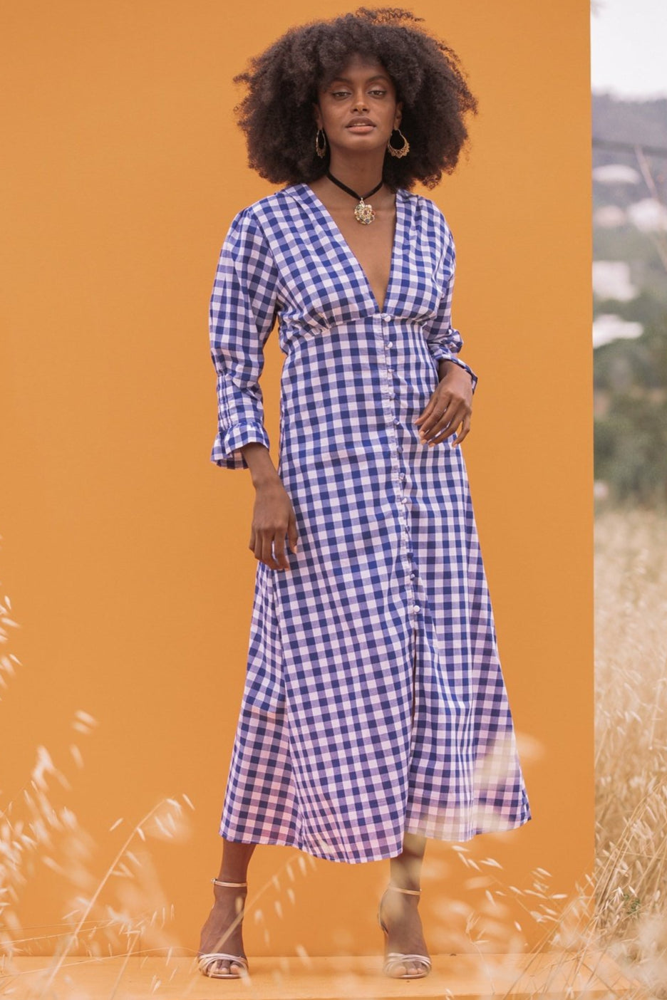 MABEL Cotton Dress - Blue Gingham
