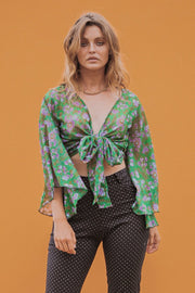 BELL Green Flare Sleeve Kimono