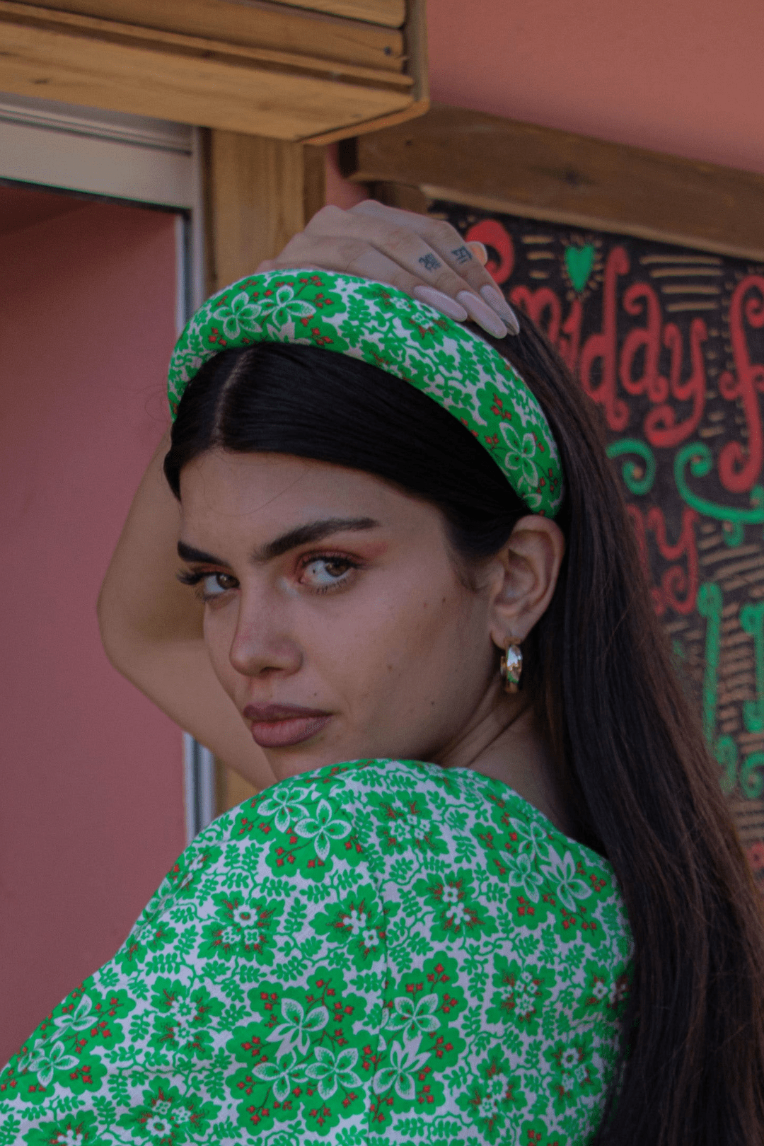 CHUNKY Alice Hair Band - Botanical  Green