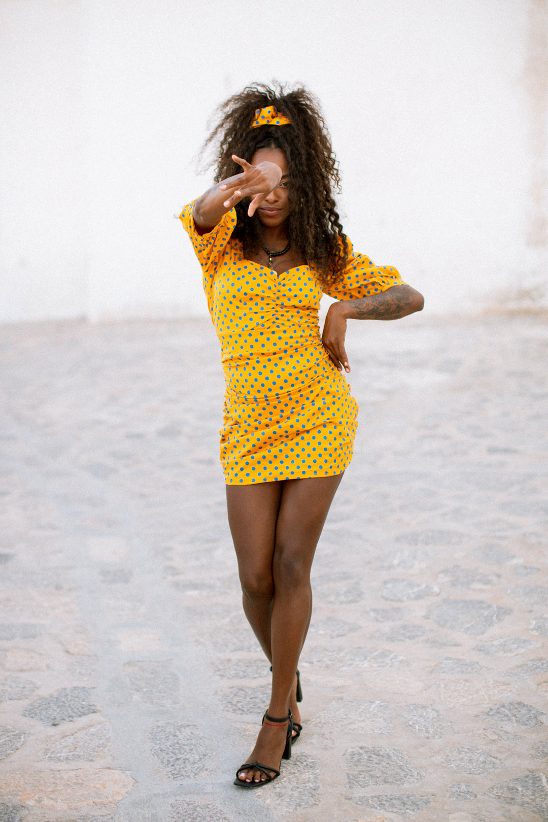 PINA Polkadot dress - Yellow