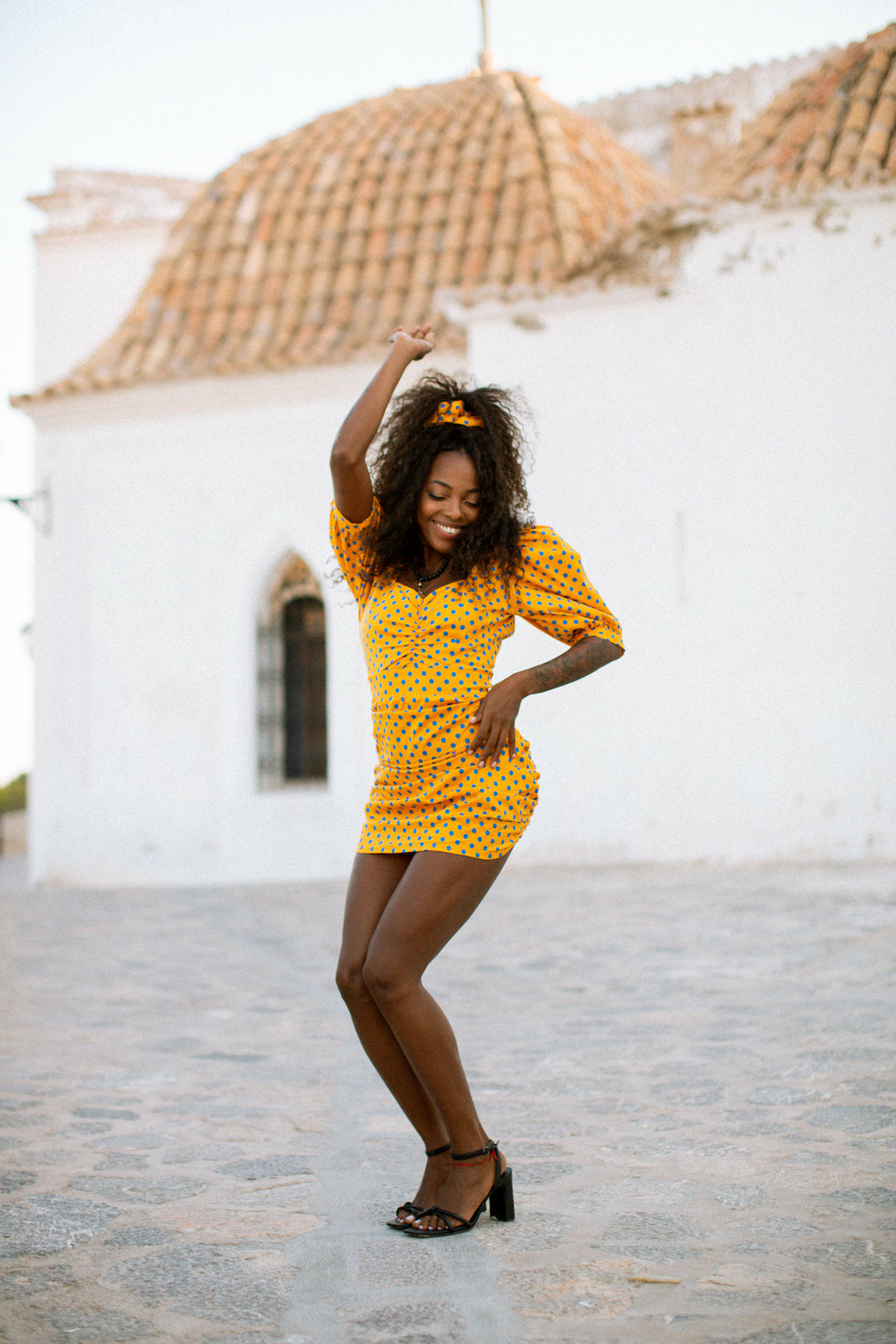 PINA Polkadot dress - Yellow